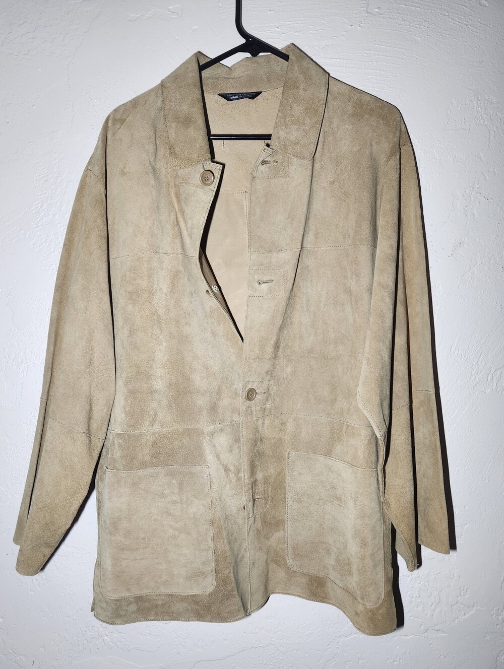 Vintage Utez Design Mens Size M Tan Suede Genuine Leather Shirt Jacket